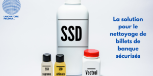 Produits chimiques, solution SSD pour le nettoyage de billets de banque maculé d'encre (noir, rouge, bleu ou vert)